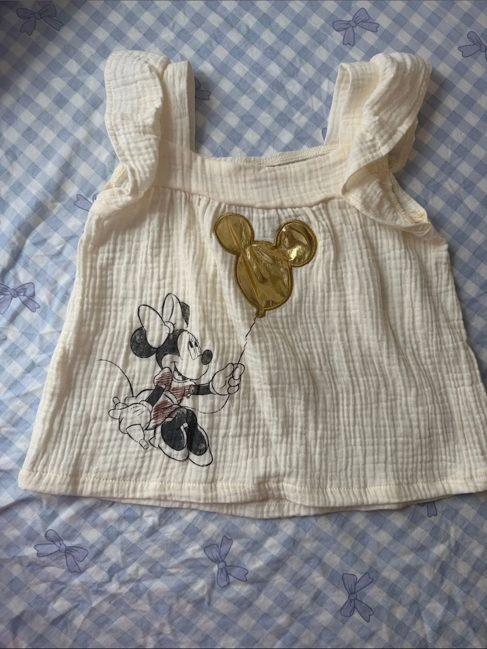 Disney Cream Girls 2-Piece Minnie Mouse Matching Set with Gold Accent